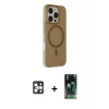 MARSİLYAN™- iPhone 16 Pro Max Kılıf Çekirdek Modern Prime - Siyah 360 Mat Full Body Arka Koruyucu + PVD Metal Kamera Lens - GS
