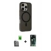 MARSİLYAN™- iPhone 16 Pro Max Kılıf Çekirdek Modern Prime - Siyah 360 Mat Full Body Arka Koruyucu + Raze Metal Kamera Lens - SH