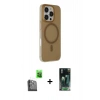 MARSİLYAN™- iPhone 16 Pro Max Kılıf Çekirdek Modern Prime - Siyah 360 Mat Full Body Arka Koruyucu + Raze Metal Kamera Lens - SH