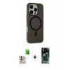 MARSİLYAN™- iPhone 16 Pro Max Kılıf Çekirdek Modern Prime - Siyah 360 Mat Full Body Arka Koruyucu + Raze Metal Kamera Lens - NLGY