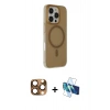 MARSİLYAN™- iPhone 16 Pro Max Kılıf Çekirdek Modern Prime - Siyah 3D Antistatik Cam Ekran Koruyucu + Pers Alüminyum Kamera Lens - CLTM
