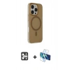 MARSİLYAN™- iPhone 16 Pro Max Kılıf Çekirdek Modern Prime - Siyah 3D Antistatik Cam Ekran Koruyucu + PVD Metal Kamera Lens - GS