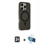MARSİLYAN™- iPhone 16 Pro Max Kılıf Çekirdek Modern Prime - Siyah 3D Antistatik Cam Ekran Koruyucu + PVD Metal Kamera Lens - SH