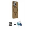 MARSİLYAN™- iPhone 16 Pro Max Kılıf Çekirdek Modern Prime - Siyah 3D Antistatik Cam Ekran Koruyucu + PVD Metal Kamera Lens - GD