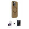MARSİLYAN™- iPhone 16 Pro Max Kılıf Çekirdek Modern Prime - Siyah 3D Antistatik Hayalet Cam Ekran Koruyucu + Bilvis Titan Kamera Lens - GS