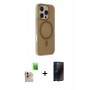 MARSİLYAN™- iPhone 16 Pro Max Kılıf Çekirdek Modern Prime - Siyah 3D Antistatik Hayalet Cam Ekran Koruyucu + Raze Metal Kamera Lens - NLGY