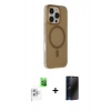 MARSİLYAN™- iPhone 16 Pro Max Kılıf Çekirdek Modern Prime - Siyah 3D Antistatik Hayalet Cam Ekran Koruyucu + Raze Metal Kamera Lens - BZ