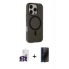 MARSİLYAN™- iPhone 16 Pro Max Kılıf Çekirdek Modern Prime - Siyah 3D Antistatik Hayalet Cam Ekran Koruyucu + Bilvis Titan Kamera Lens - GS