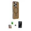 MARSİLYAN™- iPhone 16 Pro Max Kılıf Çekirdek Modern Prime - Siyah 3D Antistatik Hayalet Cam Ekran Koruyucu + Raze Metal Kamera Lens - CLTM