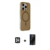 MARSİLYAN™- iPhone 16 Pro Max Kılıf Çekirdek Modern Prime - Siyah 3D Antistatik Hayalet Cam Ekran Koruyucu + PVD Metal Kamera Lens - SH