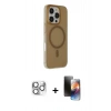 MARSİLYAN™- iPhone 16 Pro Max Kılıf Çekirdek Modern Prime - Siyah 3D Antistatik Mat Seramik Nano Ekran Koruyucu + Pers Alüminyum Kamera Lens - GS
