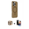 MARSİLYAN™- iPhone 16 Pro Max Kılıf Çekirdek Modern Prime - Siyah 3D Antistatik Mat Seramik Nano Ekran Koruyucu + Pers Alüminyum Kamera Lens - CLTM