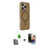 MARSİLYAN™- iPhone 16 Pro Max Kılıf Çekirdek Modern Prime - Siyah 3D Antistatik Mat Seramik Nano Ekran Koruyucu + Raze Metal Kamera Lens - SH