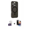 MARSİLYAN™- iPhone 16 Pro Max Kılıf Çekirdek Modern Prime - Siyah 3D Antistatik Mat Seramik Nano Ekran Koruyucu + Bilvis Titan Kamera Lens - GS