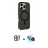 MARSİLYAN™- iPhone 16 Pro Max Kılıf Çekirdek Modern Prime - Siyah 3D Antistatik Seramik Nano Ekran Koruyucu + Pers Alüminyum Kamera Lens - GI