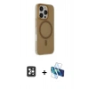 MARSİLYAN™- iPhone 16 Pro Max Kılıf Çekirdek Modern Prime - Siyah 3D Antistatik Seramik Nano Ekran Koruyucu + Siyah PVD Metal Kamera Lens