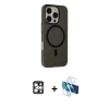 MARSİLYAN™- iPhone 16 Pro Max Kılıf Çekirdek Modern Prime - Siyah 3D Antistatik Seramik Nano Ekran Koruyucu + PVD Metal Kamera Lens - GS