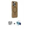 MARSİLYAN™- iPhone 16 Pro Max Kılıf Çekirdek Modern Prime - Siyah 3D Antistatik Seramik Nano Ekran Koruyucu + Pers Alüminyum Kamera Lens - GI