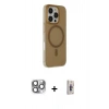 MARSİLYAN™- iPhone 16 Pro Max Kılıf Çekirdek Modern Prime - Siyah Bilvis 3D Cam Ekran Koruyucu + Pers Alüminyum Kamera Lens - GI
