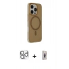 MARSİLYAN™- iPhone 16 Pro Max Kılıf Çekirdek Modern Prime - Siyah Bilvis 3D Cam Ekran Koruyucu + Pers Alüminyum Kamera Lens - GS