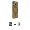 MARSİLYAN™- iPhone 16 Pro Max Kılıf Çekirdek Modern Prime - Siyah Bilvis 3D Cam Ekran Koruyucu + PVD Metal Kamera Lens - GD