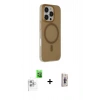 MARSİLYAN™- iPhone 16 Pro Max Kılıf Çekirdek Modern Prime - Siyah Bilvis 3D Cam Ekran Koruyucu + Raze Metal Kamera Lens - BZ