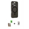 MARSİLYAN™- iPhone 16 Pro Max Kılıf Çekirdek Modern Prime - Siyah Bilvis 3D Cam Ekran Koruyucu + Raze Metal Kamera Lens - CLTM