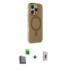 MARSİLYAN™- iPhone 16 Pro Max Kılıf Çekirdek Modern Prime - Siyah Bilvis 3D Cam Ekran Koruyucu + Raze Metal Kamera Lens - SH