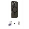 MARSİLYAN™- iPhone 16 Pro Max Kılıf Çekirdek Modern Prime - Siyah Bilvis 3D Cam Ekran Koruyucu + Bilvis Titan Kamera Lens - TMGI