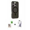 MARSİLYAN™- iPhone 16 Pro Max Kılıf Çekirdek Modern Prime - Siyah Bilvis 3X AR Hayalet Cam Ekran Koruyucu + Raze Metal Kamera Lens - NLGY