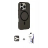 MARSİLYAN™- iPhone 16 Pro Max Kılıf Çekirdek Modern Prime - Siyah Bilvis 3X AR Hayalet Cam Ekran Koruyucu + PVD Metal Kamera Lens - GD