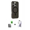 MARSİLYAN™- iPhone 16 Pro Max Kılıf Çekirdek Modern Prime - Siyah Bilvis 3X AR Hayalet Cam Ekran Koruyucu + Raze Metal Kamera Lens - SH