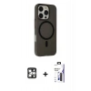 MARSİLYAN™- iPhone 16 Pro Max Kılıf Çekirdek Modern Prime - Siyah Bilvis 3X AR Hayalet Cam Ekran Koruyucu + PVD Metal Kamera Lens - GS