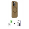 MARSİLYAN™- iPhone 16 Pro Max Kılıf Çekirdek Modern Prime - Siyah Bilvis 3X AR Hayalet Cam Ekran Koruyucu + Raze Metal Kamera Lens - BZ
