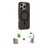 MARSİLYAN™- iPhone 16 Pro Max Kılıf Çekirdek Modern Prime - Siyah Bilvis 3X AR Hayalet Cam Ekran Koruyucu + Raze Metal Kamera Lens - CLTM
