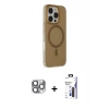 MARSİLYAN™- iPhone 16 Pro Max Kılıf Çekirdek Modern Prime - Siyah Bilvis 3X AR Hayalet Cam Ekran Koruyucu + Pers Alüminyum Kamera Lens - GI