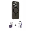 MARSİLYAN™- iPhone 16 Pro Max Kılıf Çekirdek Modern Prime - Siyah Bilvis 3X AR Hayalet Cam Ekran Koruyucu + Bilvis Titan Kamera Lens - GS
