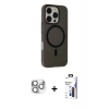 MARSİLYAN™- iPhone 16 Pro Max Kılıf Çekirdek Modern Prime - Siyah Bilvis 3X AR Hayalet Cam Ekran Koruyucu + Pers Alüminyum Kamera Lens - GS