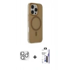 MARSİLYAN™- iPhone 16 Pro Max Kılıf Çekirdek Modern Prime - Siyah Bilvis 3X AR Hayalet Cam Ekran Koruyucu + Pers Alüminyum Kamera Lens - GS