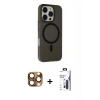 MARSİLYAN™- iPhone 16 Pro Max Kılıf Çekirdek Modern Prime - Siyah Bilvis 3X AR Hayalet Cam Ekran Koruyucu + Pers Alüminyum Kamera Lens - CLTM