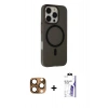 MARSİLYAN™- iPhone 16 Pro Max Kılıf Çekirdek Modern Prime - Siyah Bilvis 3X AR HD Cam Ekran Koruyucu + Pers Alüminyum Kamera Lens - CLTM