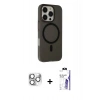 MARSİLYAN™- iPhone 16 Pro Max Kılıf Çekirdek Modern Prime - Siyah Bilvis 3X AR HD Cam Ekran Koruyucu + Pers Alüminyum Kamera Lens - GS