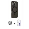 MARSİLYAN™- iPhone 16 Pro Max Kılıf Çekirdek Modern Prime - Siyah Bilvis 3X AR HD Cam Ekran Koruyucu + Pers Alüminyum Kamera Lens - GI