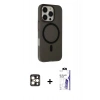 MARSİLYAN™- iPhone 16 Pro Max Kılıf Çekirdek Modern Prime - Siyah Bilvis 3X AR HD Cam Ekran Koruyucu + PVD Metal Kamera Lens - GD