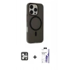 MARSİLYAN™- iPhone 16 Pro Max Kılıf Çekirdek Modern Prime - Siyah Bilvis 3X AR HD Cam Ekran Koruyucu + PVD Metal Kamera Lens - GS