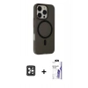 MARSİLYAN™- iPhone 16 Pro Max Kılıf Çekirdek Modern Prime - Siyah Bilvis 3X AR HD Cam Ekran Koruyucu + PVD Metal Kamera Lens - SH