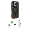 MARSİLYAN™- iPhone 16 Pro Max Kılıf Çekirdek Modern Prime - Siyah Bilvis 3X AR HD Cam Ekran Koruyucu + Raze Metal Kamera Lens - BZ