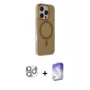 MARSİLYAN™- iPhone 16 Pro Max Kılıf Çekirdek Modern Prime - Siyah Bilvis 5in1 3D Magic Cam Ekran Koruyucu + Pers Alüminyum Kamera Lens - GS