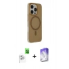 MARSİLYAN™- iPhone 16 Pro Max Kılıf Çekirdek Modern Prime - Siyah Bilvis 5in1 3D Magic Cam Ekran Koruyucu + Beyaz Raze Metal Kamera Lens