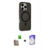 MARSİLYAN™- iPhone 16 Pro Max Kılıf Çekirdek Modern Prime - Siyah Bilvis 5in1 3D Magic Cam Ekran Koruyucu + Raze Metal Kamera Lens - CLTM